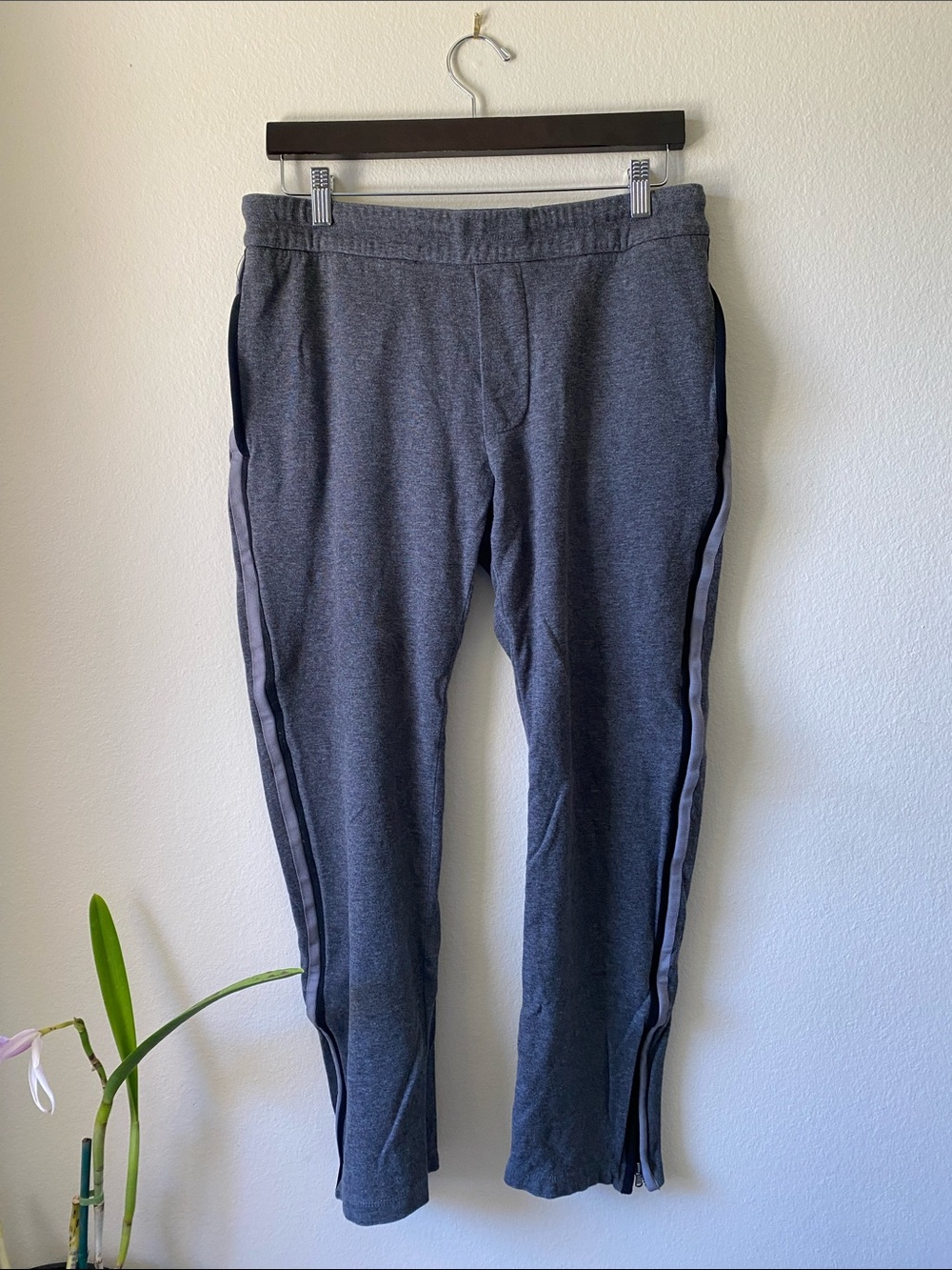 James Perse Gray Track Joggers with Side Stripes